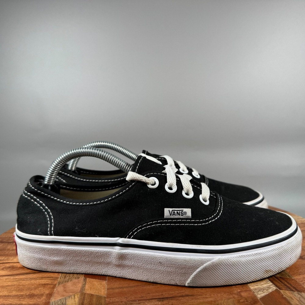 Vans Authentic Black White Canvas Low Top Sneakers Womens 7 Mens 5.5